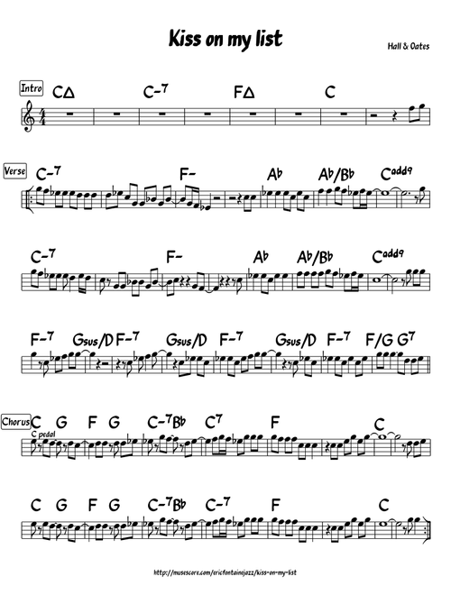 Kiss on my list (Hall & Oates) leadsheet