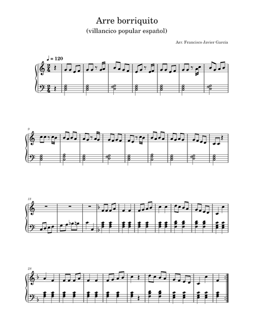 Arre borriquito - Villancico popular (easy piano)