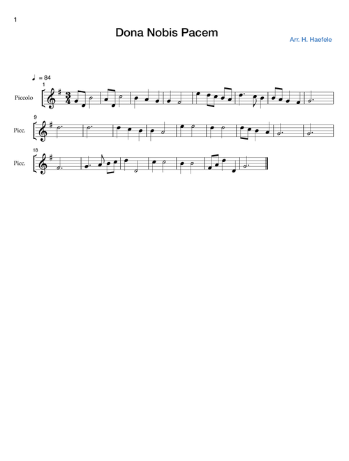 Dona Nobis Pacem for Flute solo (Arr. Hannah Haefele) - Wolfgang Amadeus Mozart (Flute Solo)