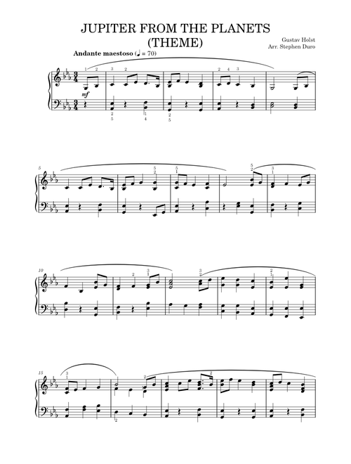 Jupiter (The Planets) - Gustav Holst (Piano Solo)