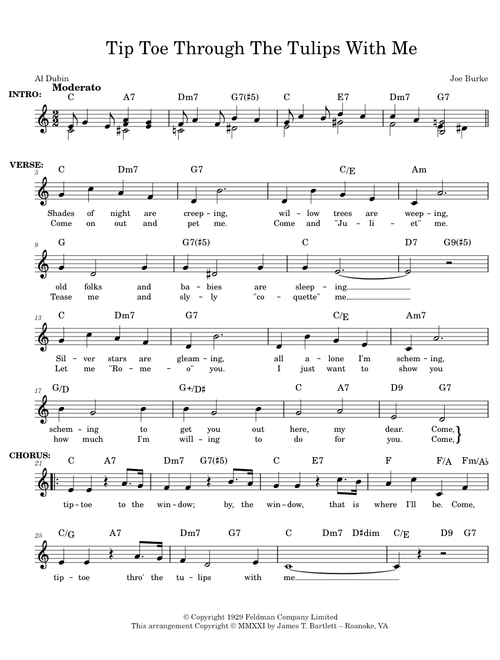 Tip Toe Through The Tulips With Me [lead sheet]