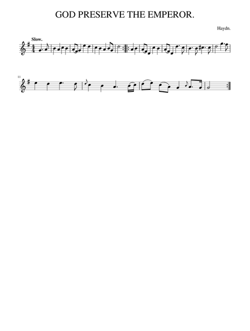 Haydn - GOD PRESERVE THE EMPEROR.
