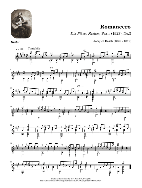 Romancero – Dix Pièces Faciles, No.3 – Jacques Bosch (1825 - 1895)
