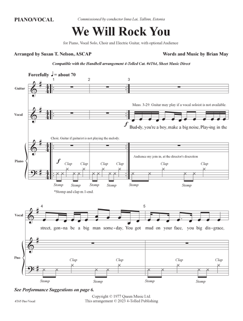 We Will Rock You (Arr. Susan T. Nelson) - Queen (Piano-Vocal-Guitar (Piano Accompaniment))