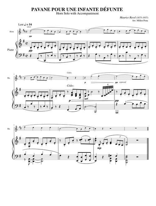 Pavane pour une infante défunte – Maurice Ravel | Horn Solo w/ Accompaniment