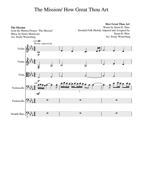 The Mission How Great Thou Art for string orchestra