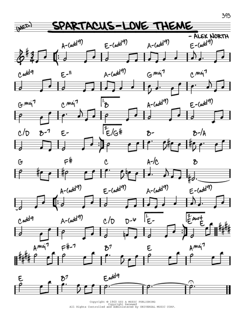 Spartacus - Love Theme - Alex North (Real Book - Melody-Chords)