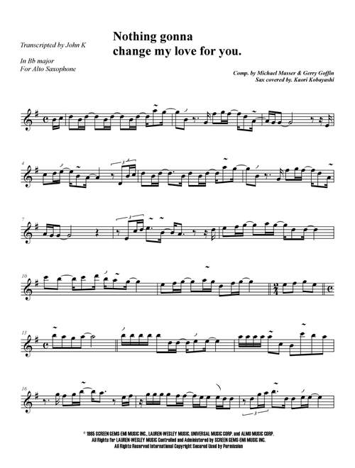 Nothing's Gonna Change My Love For You (Arr. Kaori Kobayashi) - Glenn Medeiros (Alto Sax Solo)