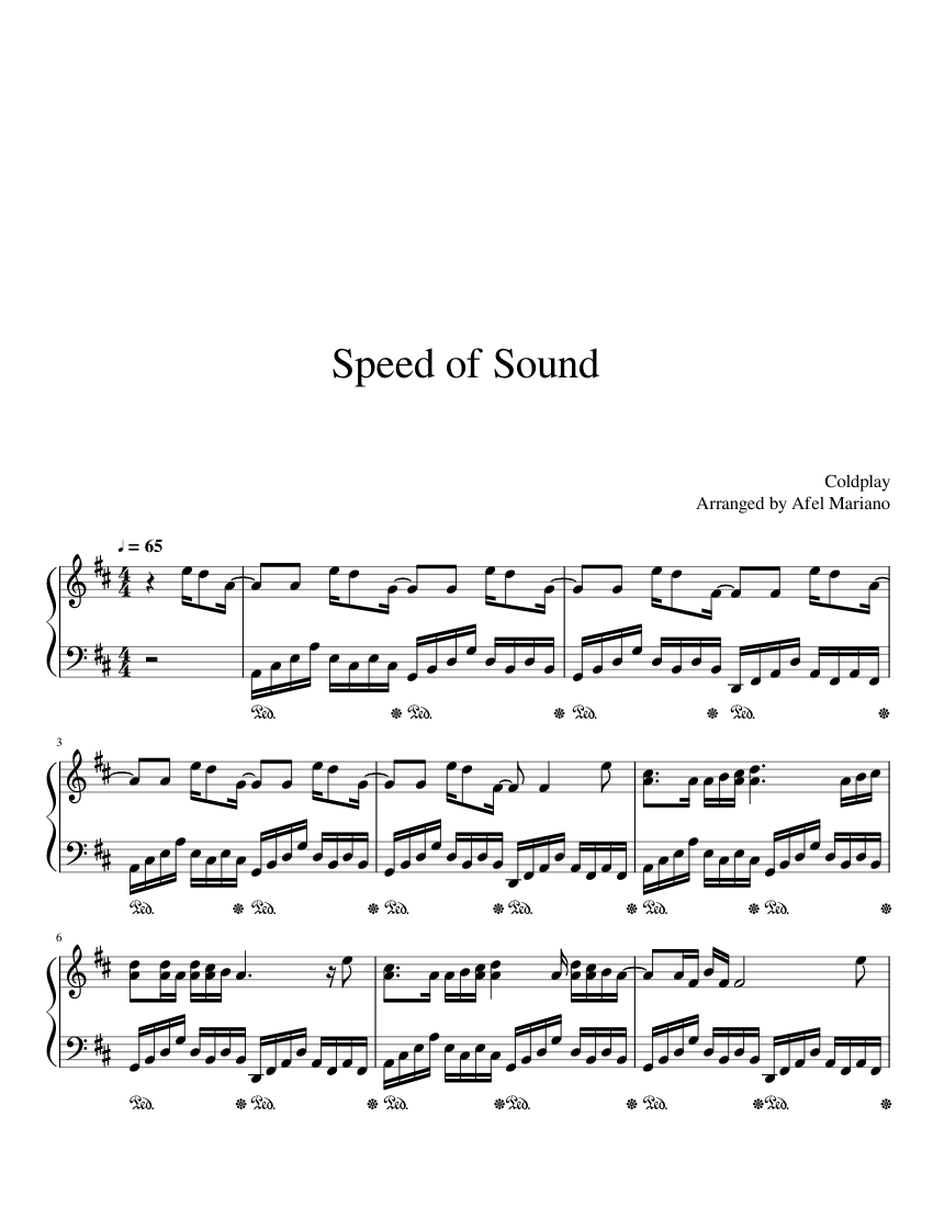 Coldplay Speed of Sound for Piano Solo Sheet music for Piano (Solo
