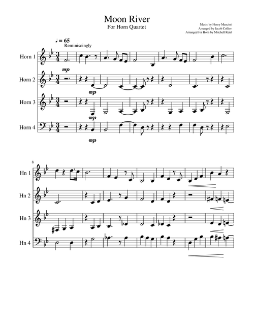 Moon River for Horn Quartet
