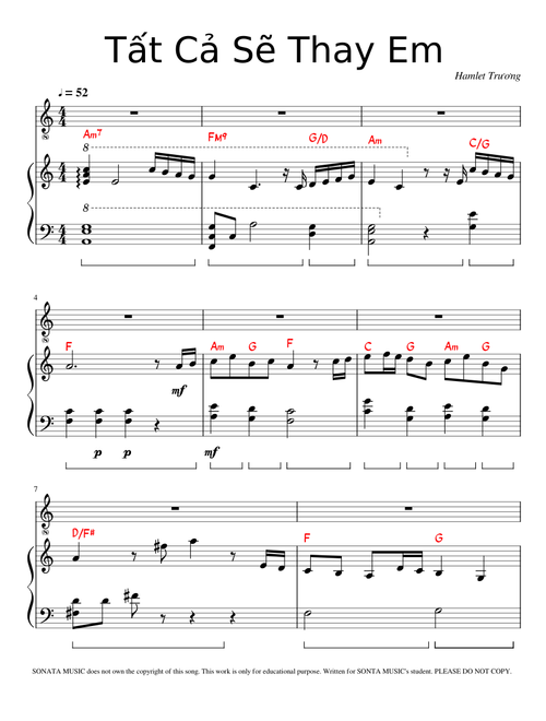 Tất Cả Sẽ Thay Em (đệm piano)