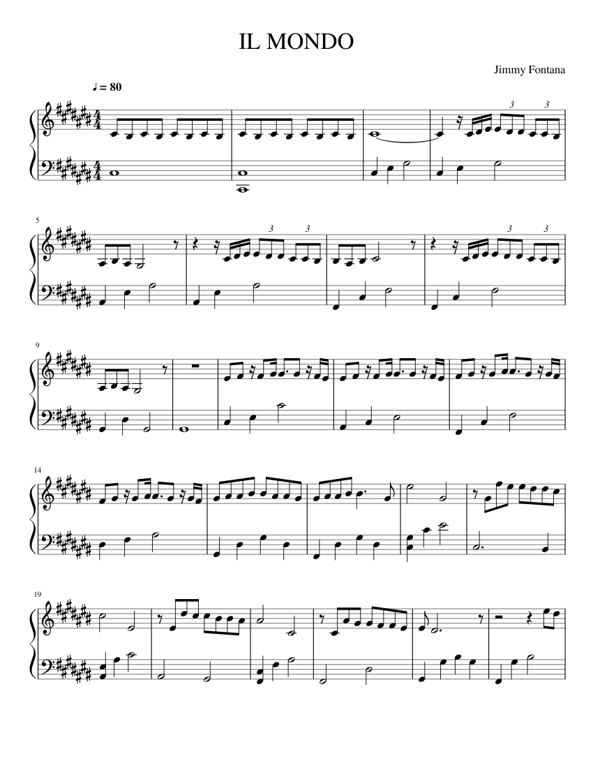 IL MONDO Sheet Music for Piano (Solo) easy | MuseScore.com