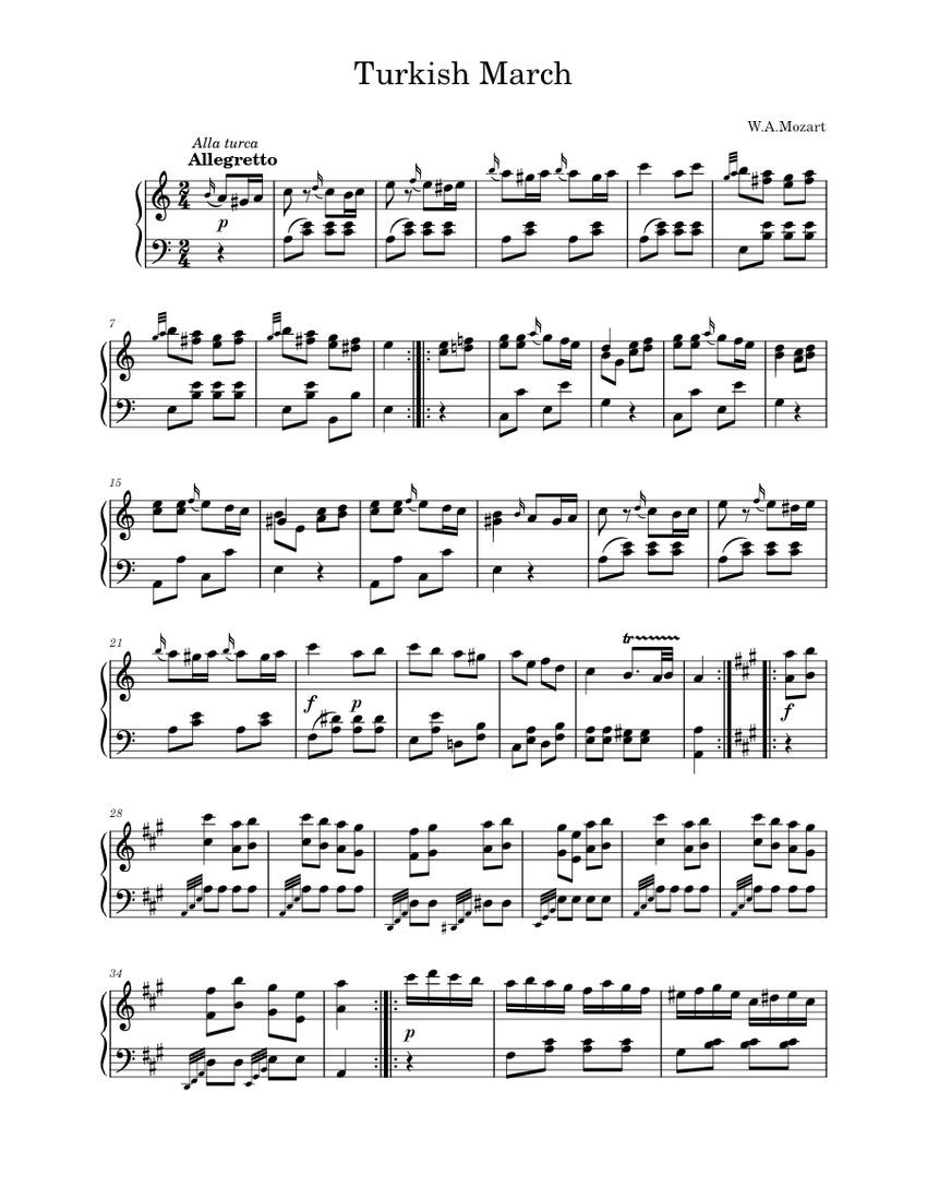 Piano Sonata No. 11, K. 331 (Turkish March) – Wolfgang Amadeus