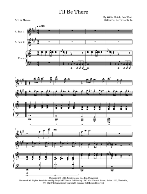 I'll Be There (Arr. Musaic) - The Jackson 5 (Instrumental Duet and Piano)