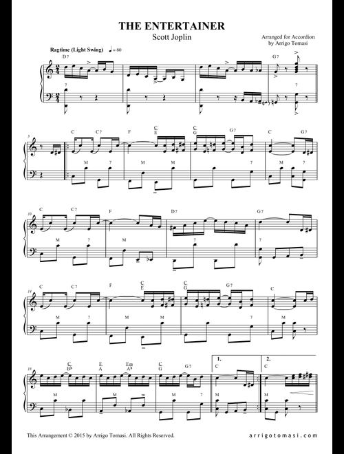The Entertainer (Scott Joplin) for Accordion (Arr. Arrigo Tomasi) (Accordion)