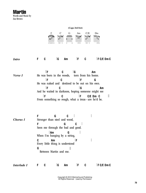 Martin - Zac Brown Band (Guitar Chords-Lyrics)