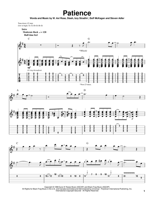 Patience - Guns N' Roses (Guitar Tab Play-Along)