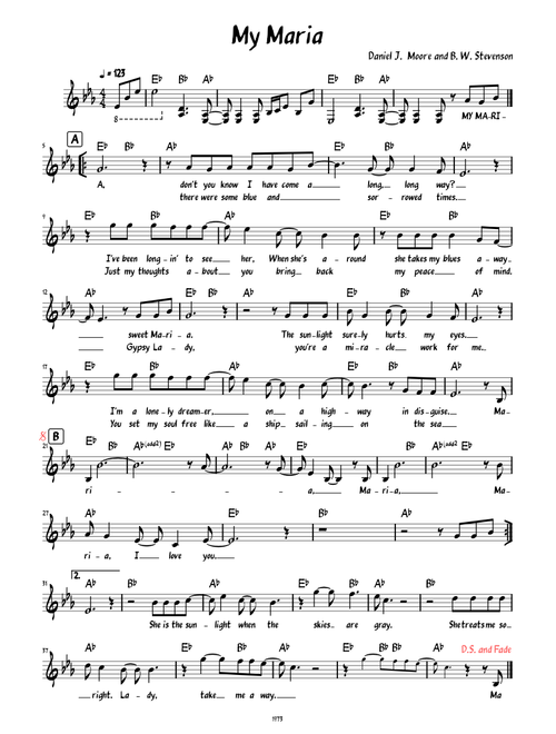 My Maria (Lead sheet with lyrics )