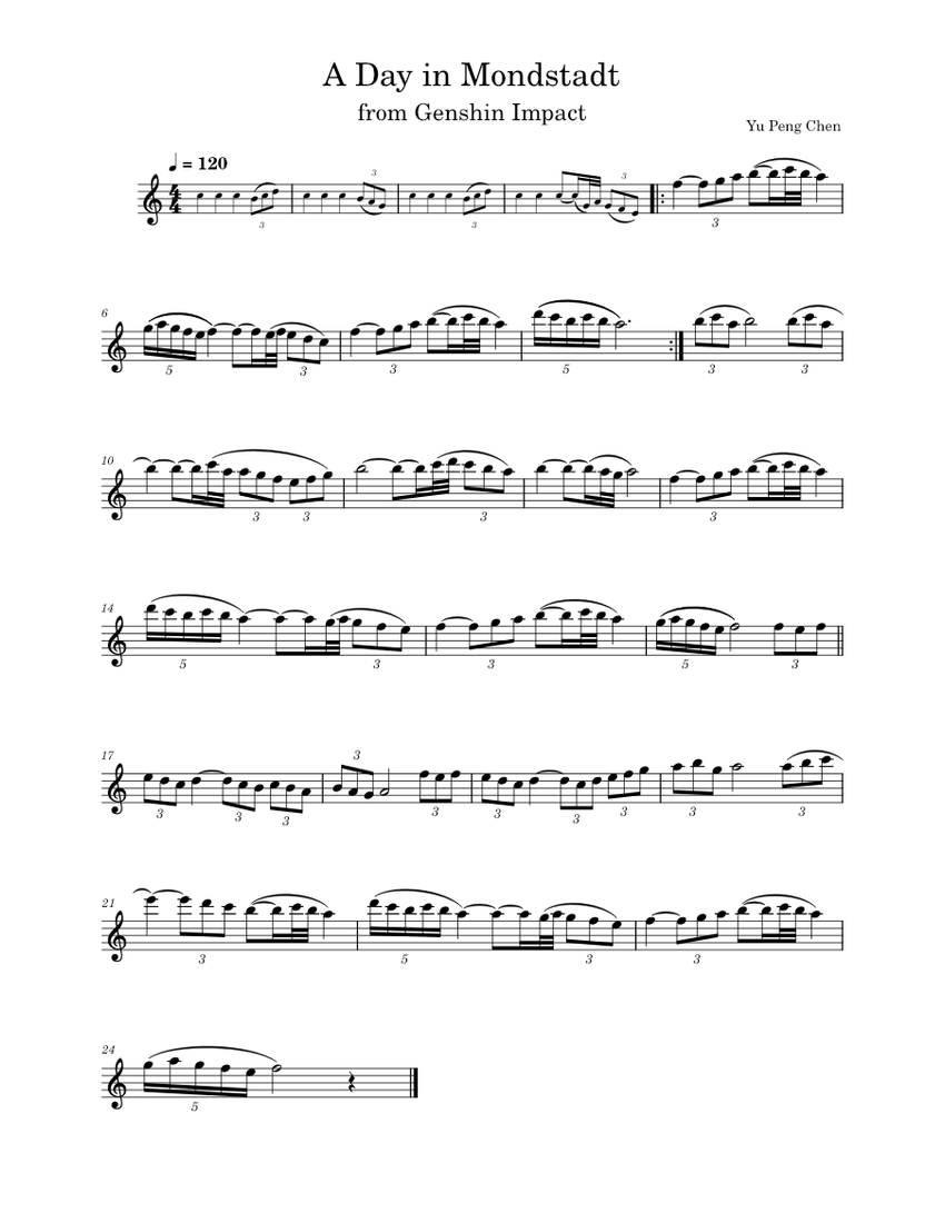 A Day in Mondstadt 蒙德的一天 YuPeng Chen A Day in Mondstadt [Genshin