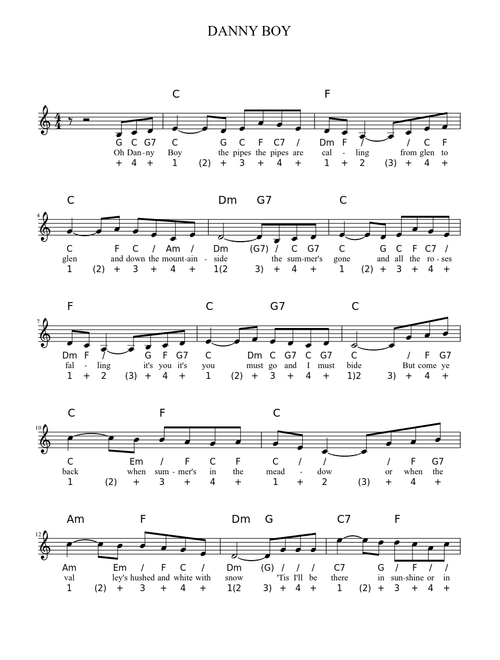 DANNY BOY autoharp key of C