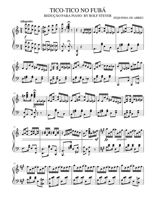 TICO-TICO NO FUBÁ (Reduction for piano by Rolf Steyer)