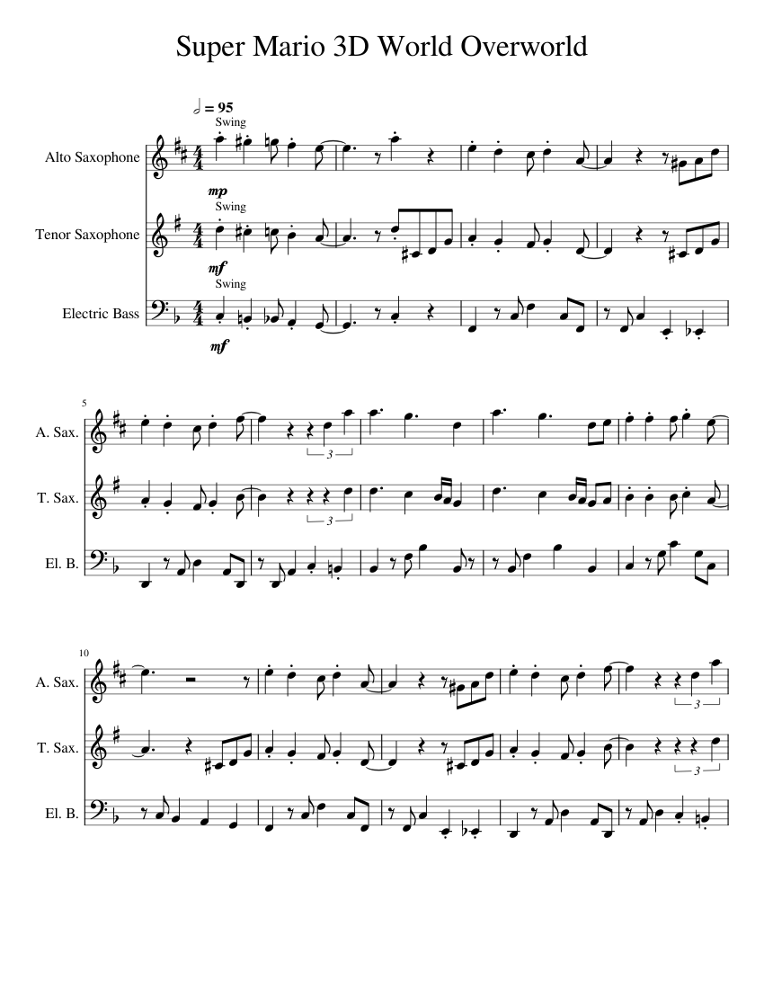 Overworld - Super Mario 3D World | Jazz Cover Sheet music for Saxophone ...