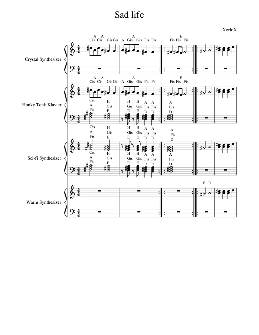 sad story of life Sheet music for Piano, Synthesizer (Solo)