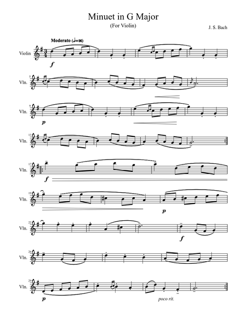 Bach Minuet in G Major