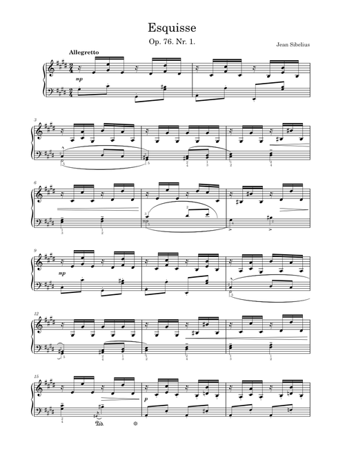 Esquisse From 13 Pieces Op. 76 Nr. 1 – Jean Sibelius Esquisse From 13 Pieces Op. 76 Nr. 1 in C-sharp minor – Jean Sibelius