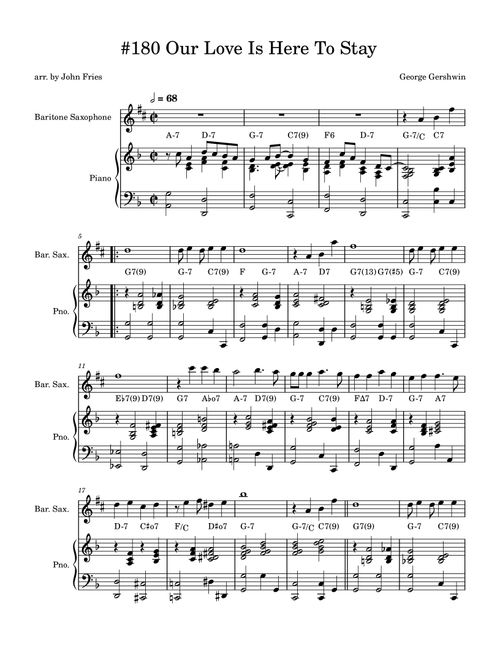 Our Love Is Here To Stay (Arr. John Fries) - Jonathan Simon (Baritone Sax and Piano)