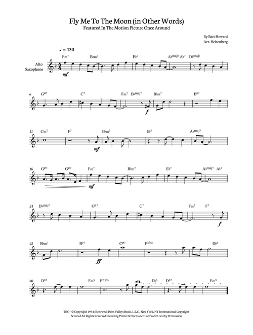 Fly Me To The Moon (in Other Words) (Arr. Heisenberg) - Tony Bennett (Alto Sax Solo)