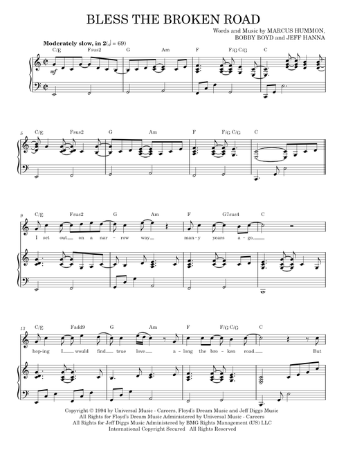 Bless The Broken Road - Rascal Flatts (Piano Vocal)
