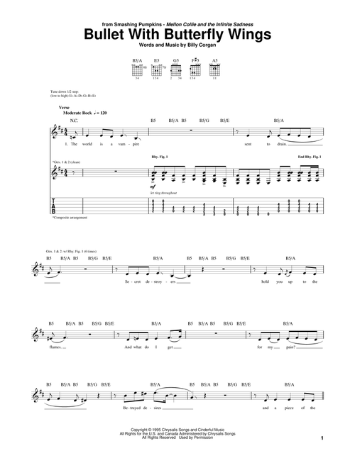 Bullet With Butterfly Wings - The Smashing Pumpkins (Guitar Tab)