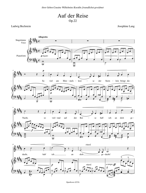 Lang, Josephine - Auf der Reise, Op.22