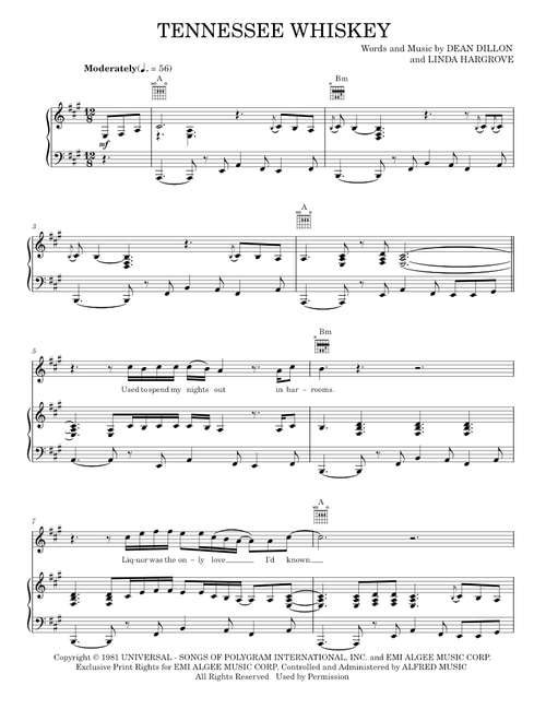 (Smooth As) Tennessee Whiskey - Chris Stapleton, George Jones (Piano-Vocal-Guitar)