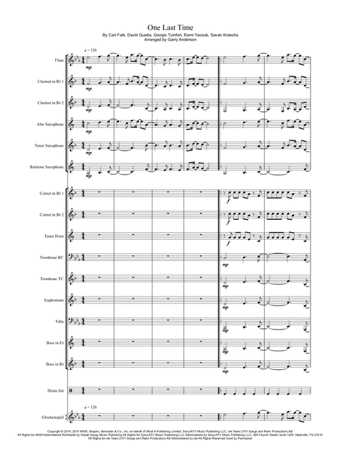 One Last Time (Arr. Garry Anderson) - Ariana Grande (Large Ensemble)