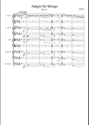 Adagio for Strings – Barber Sheet Music for Strings group (String ...