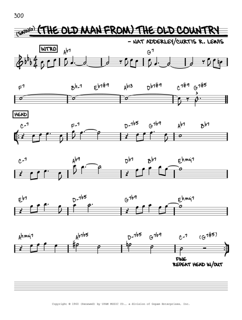 (The Old Man From) The Old Country [Reharmonized version] (arr. Jack Grassel) - Nat Adderley, Curtis R Lewis (Real Book - Melody-Chords)