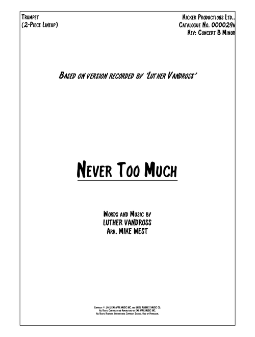 Never Too Much (Arr. Mike West) - Luther Vandross (Instrumental Duet)
