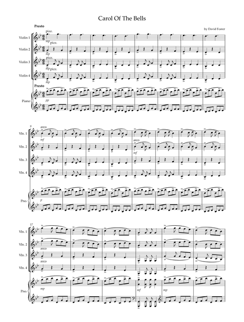Holiday Piece (carol Of The Bells) (Arr. Dmitry Ganin) - David Foster (String Ensemble)