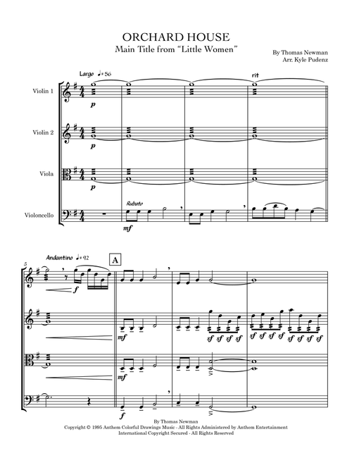 Orchard House (Arr. Kyle Pudenz) - Thomas Newman (String Quartet)