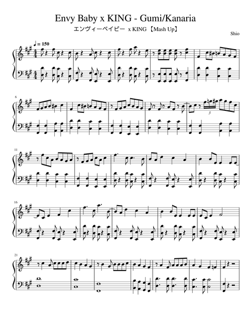 【Special Mashup】Gumi / Kanaria - Envy Baby + King 【Piano Arrangement】