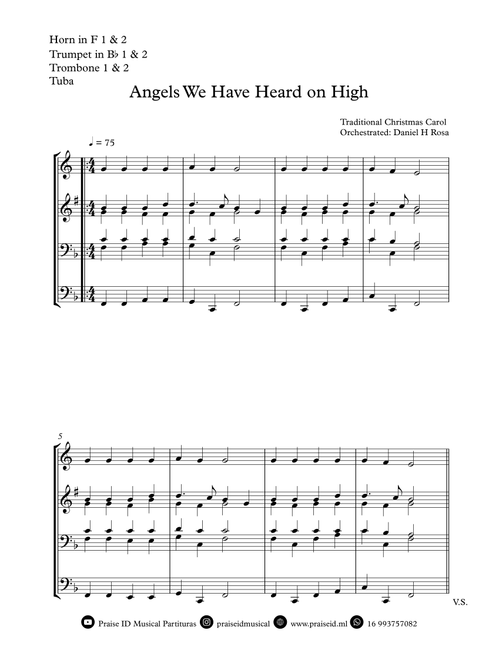 Angels We Have Heard on High - Gloria in Excelsi Deo - Christmas Carol - Brass Quartet (Arr. Daniel H Rosa) - Traditional Christmas Song (Brass Ensemble)