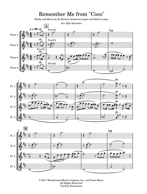 Remember Me (lullaby) (Arr. Kyle Steindler) - Robert Lopez, Kristen Anderson-Lopez (Woodwind Ensemble)