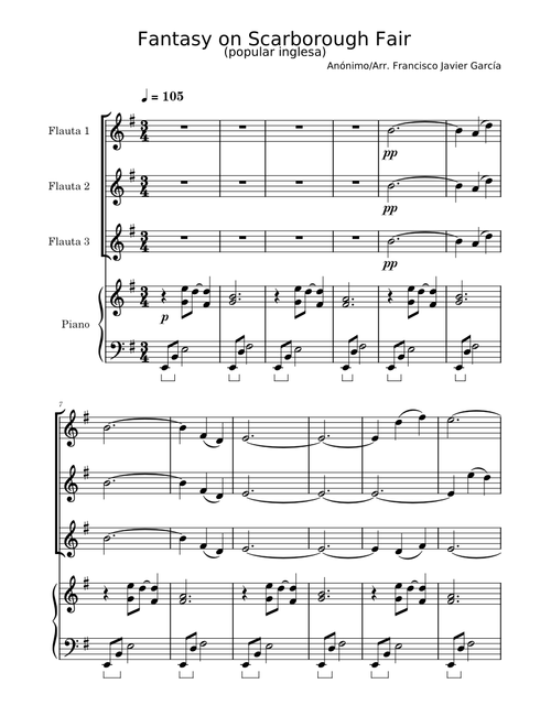 Fantasy on Scarborough Fair – Misc Traditional Fantasy on scarborough fair 3 flutes and piano