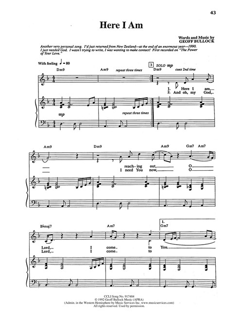 Here I Am - Youth Alive NSW, Darlene Zschech, Geoff Bullock (Piano-Vocal-Guitar (Piano Accompaniment))
