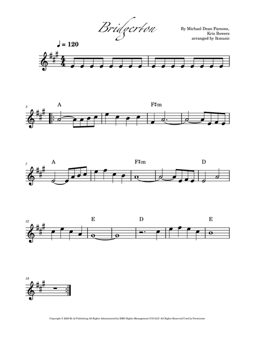 Bridgerton Main Title (Arr. Lkmusic) - Kris Bowers, Michael Dean Parsons (Clarinet Solo)