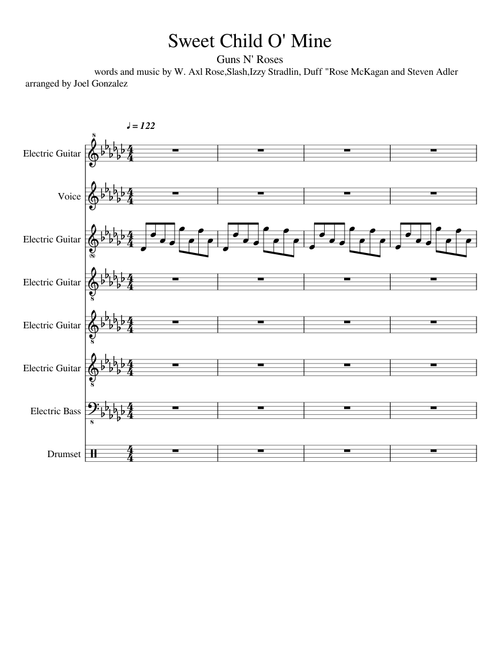 Gun's N' Roses-Sweet Child O' Mine (not done yet)