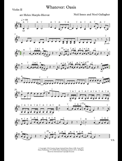 Whatever (Arr. HELEN MARPLE-HORVAT) - Oasis (String Quartet)