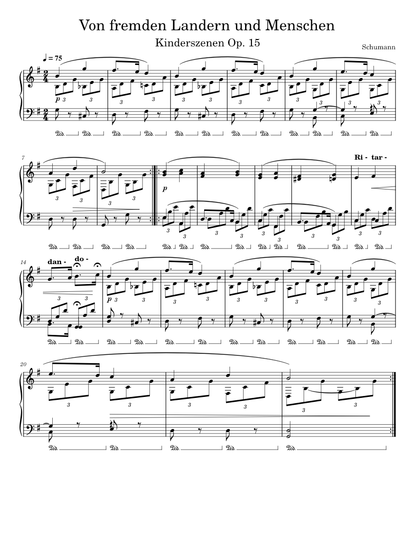 Von fremden Landern und Menschen - Schumann Sheet Music for Piano